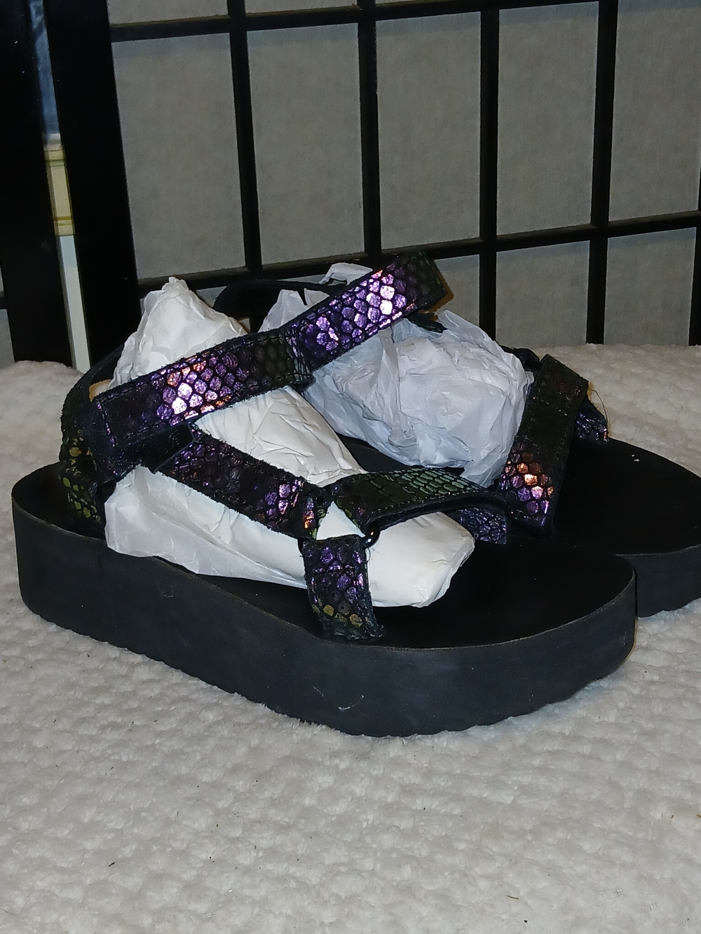 Teva Iridescent Snake-Print Sport Sandals in Green-Purple - Picture 2 of 9